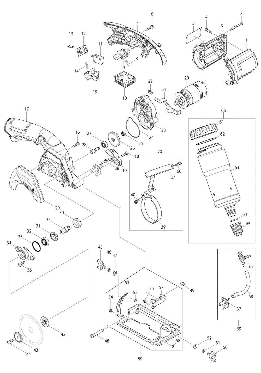 Makita CC300D Cordless 85mm Tile/glass Cutter Spare Parts - Yedek